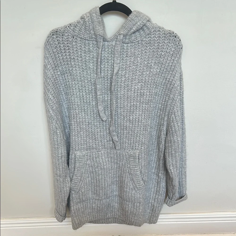 Emory Park Cozy Gray Knit Hoodie Sweater Dress